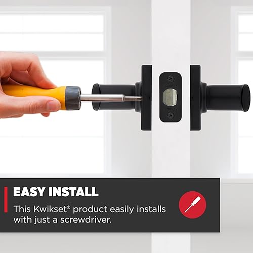Miniatura 3 de Kwikset Breton - Manija de puerta de paso interior, manija para puertas de armario y pasillo, manija reversible sin bloqueo, acabado negro mate