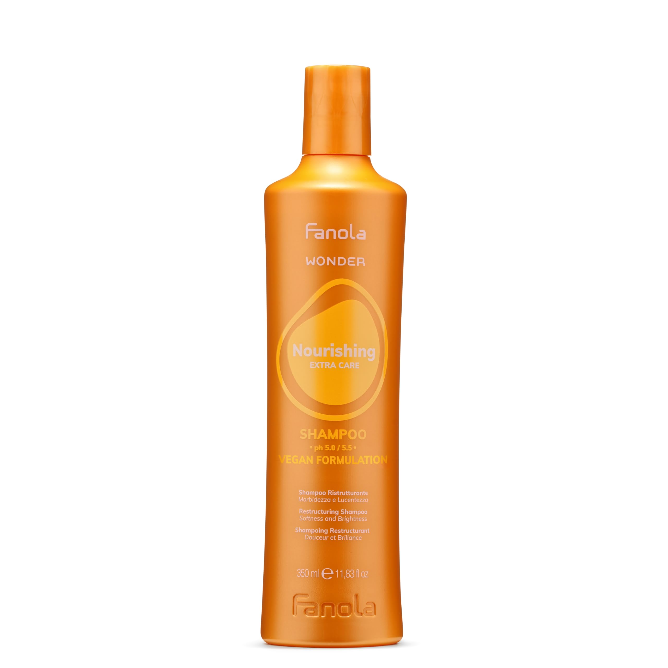 Fanola Wonder Nourishing Restructuring Shampoo, Gentle Cleansing Shampoo to Nourish and Restructure Dry and Frizzy Hair for Soft and Bright Hair, SLS/SLES Free and Vegan, 350ml
