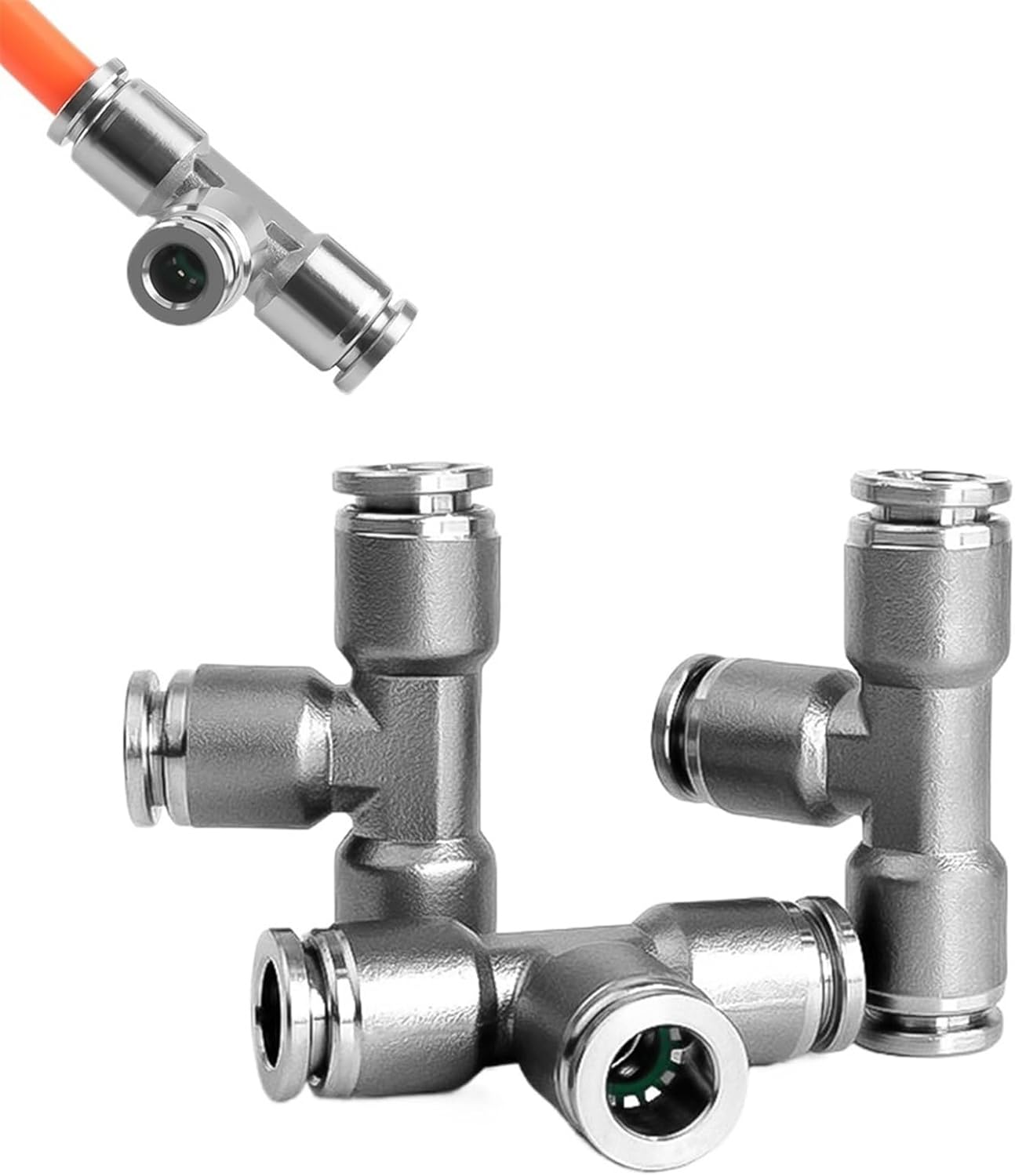 PE PEG pneumatic connector 304 stainless steel metal connector 4 6 8 10 12 14mm trachea quick connect tee hose metal connector(PEG16-12)