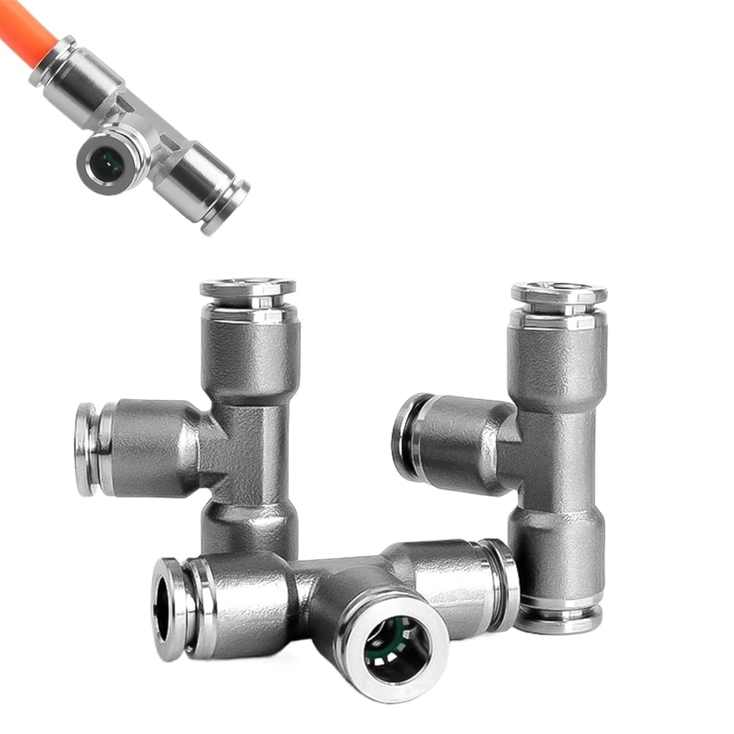 PE PEG pneumatic connector 304 stainless steel metal connector 4 6 8 10 12 14mm trachea quick connect tee hose metal connector(PEG10-8)