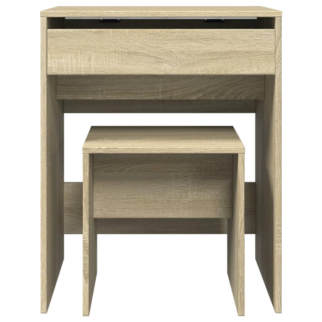 Toeletta trucco con sgabello Rovere Sonoma 60x40x113,5 cm tavolo con specchio e cassetto portaoggetti per camera da letto donna organizzatore make up salvaspazio