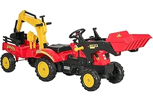 Aosom 3 in 1 Kids Pedal Tractor: Digging Adventure for Boys