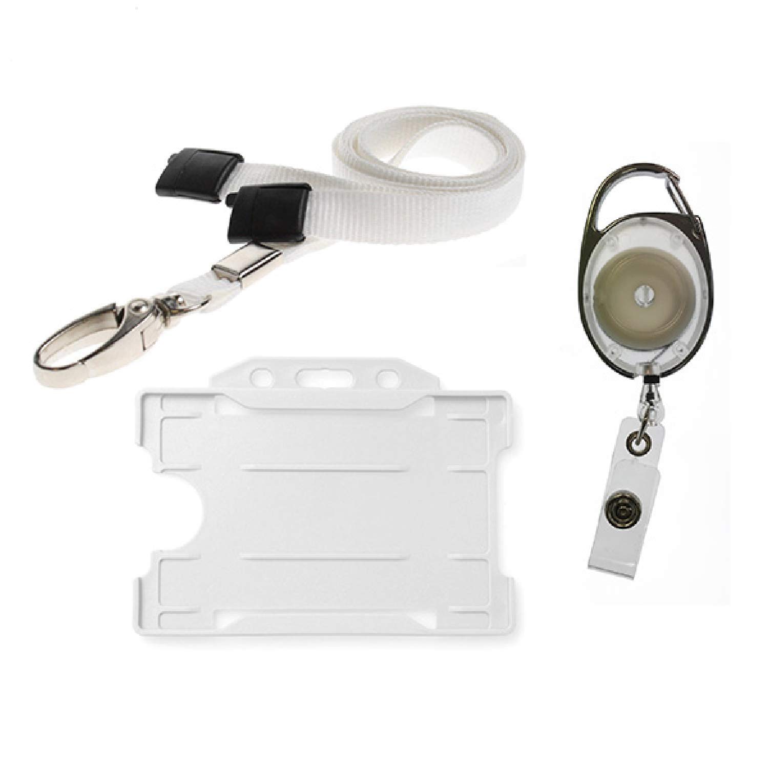 PCL Media ltd 3 Piece ID Badge Set Lanyard with Card Holder, Retractable Badge Reel, & ID Card Badge Holder, White PCL Media ltd — image 1