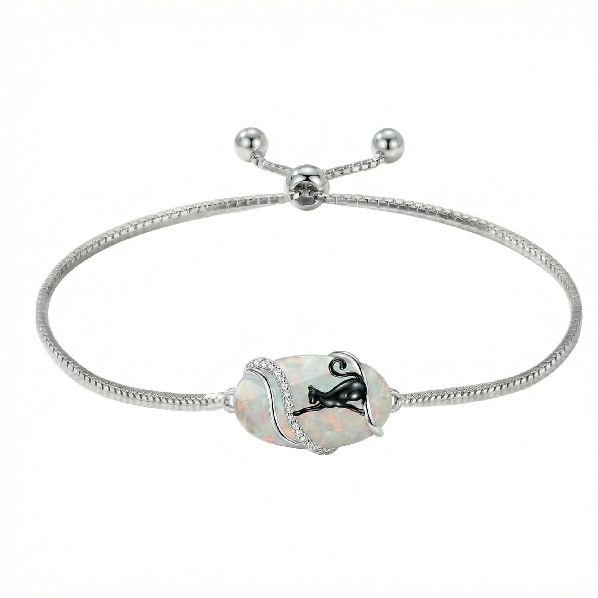 URONE Opal Armband 925er Sterling Silber Gliederarmband Opal Schmuck Geschenk für Damen