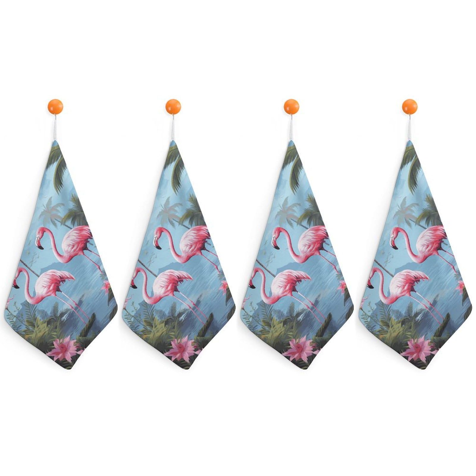 LDGSUPH Tropical Flamingos Hand Towels Fashion Hand Face Towel with Hanging Strap Absorbent Soft Decorative Towel Fade Resistant Cozy Face Cloths for Kitchen Gym Bathroom Towels 4PCS