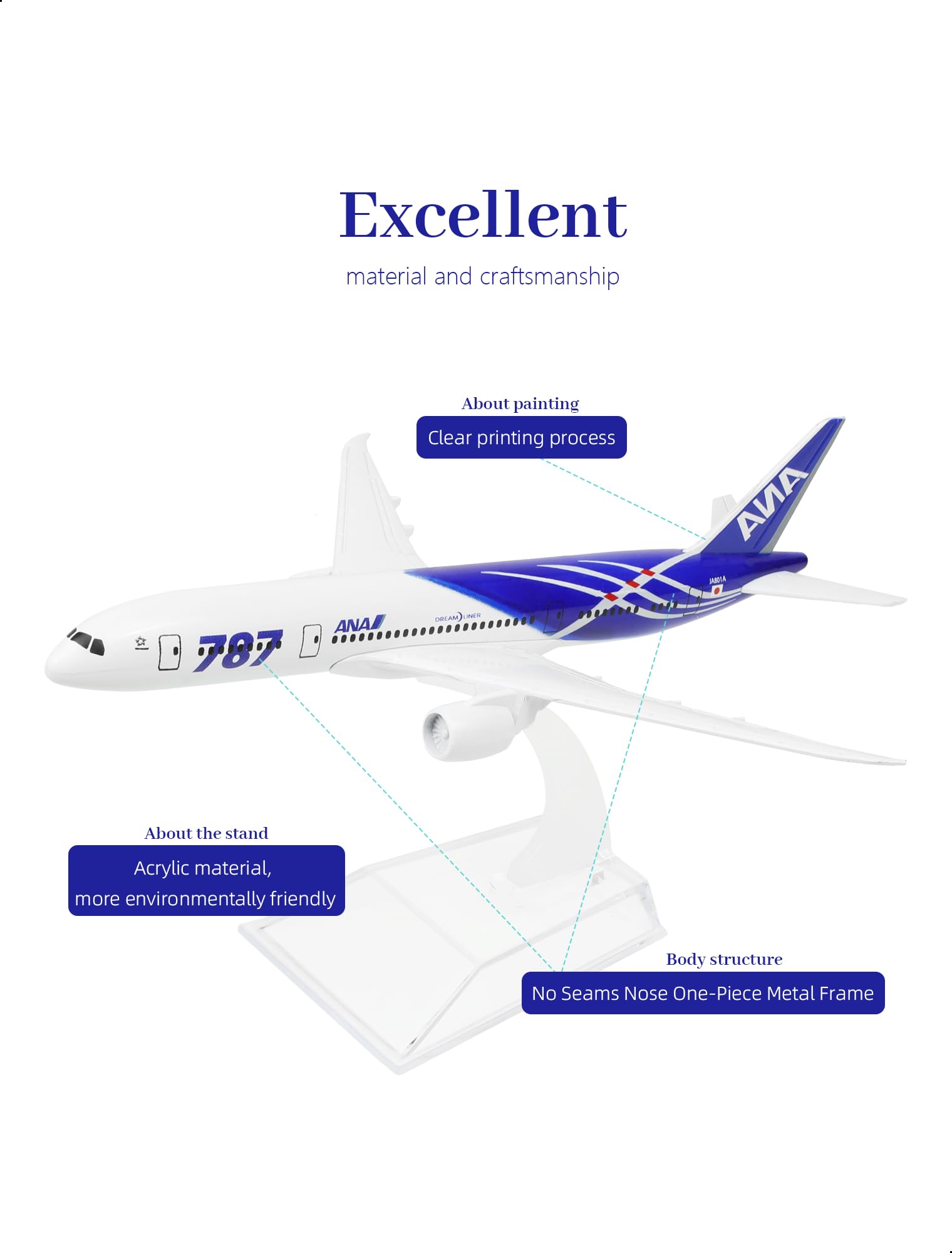 Amazon.co.jp: QIYUMOKE 1/400 ANA ボーイング787 飛行機モデル 15.5cm
