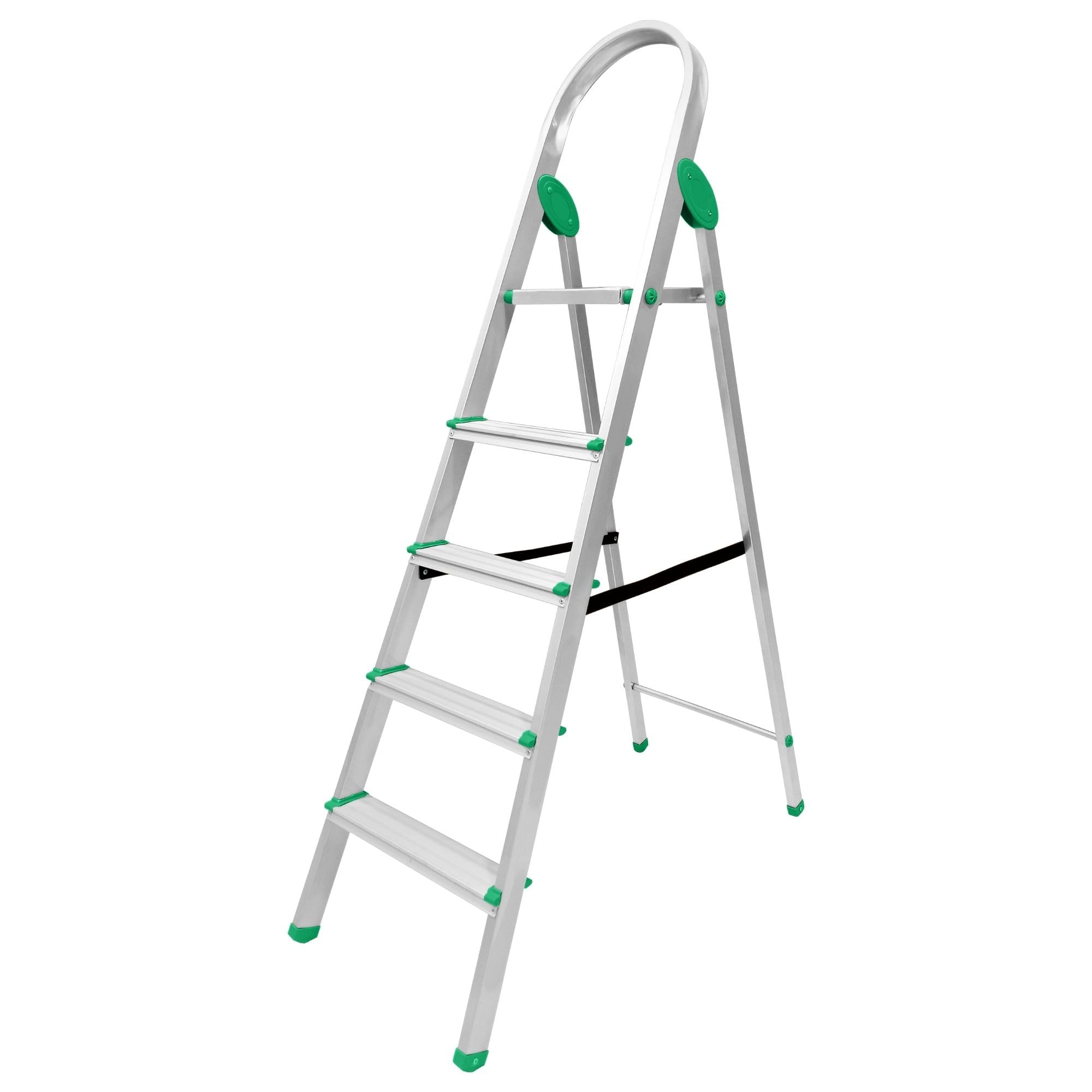 Sponsored Ad - Aero - Premium Foldable Aluminium Step-Ladder for Home with Secure-Hinge Technology | Wide Platform, Anti-Skid Shoes | Metal Grey & Sea Green