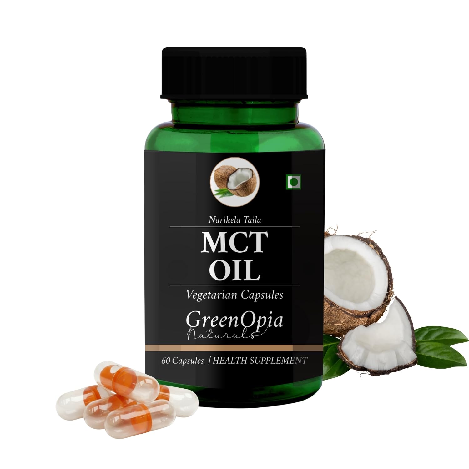 MCT Oil | 500mg | 60 Veg Capsules| Medium Chain Triglycerides