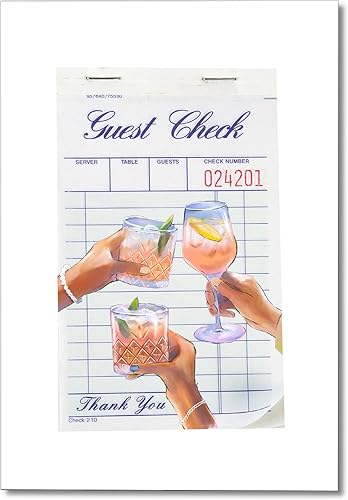 Xianyojafa Funky Guest Check - Lienzo decorativo para pared, moderno póster de carrito de bar azul preparado para estética de habitación, estampado