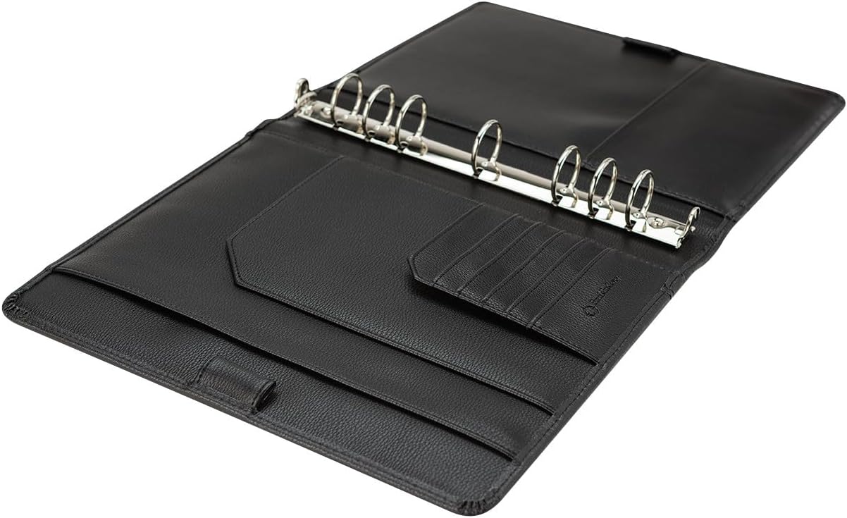 FranklinCovey - Simulated Leather Ring-Bound Binder for FranklinCovey Planners | Simulated Leather - Open Binder (Monarch, Black)