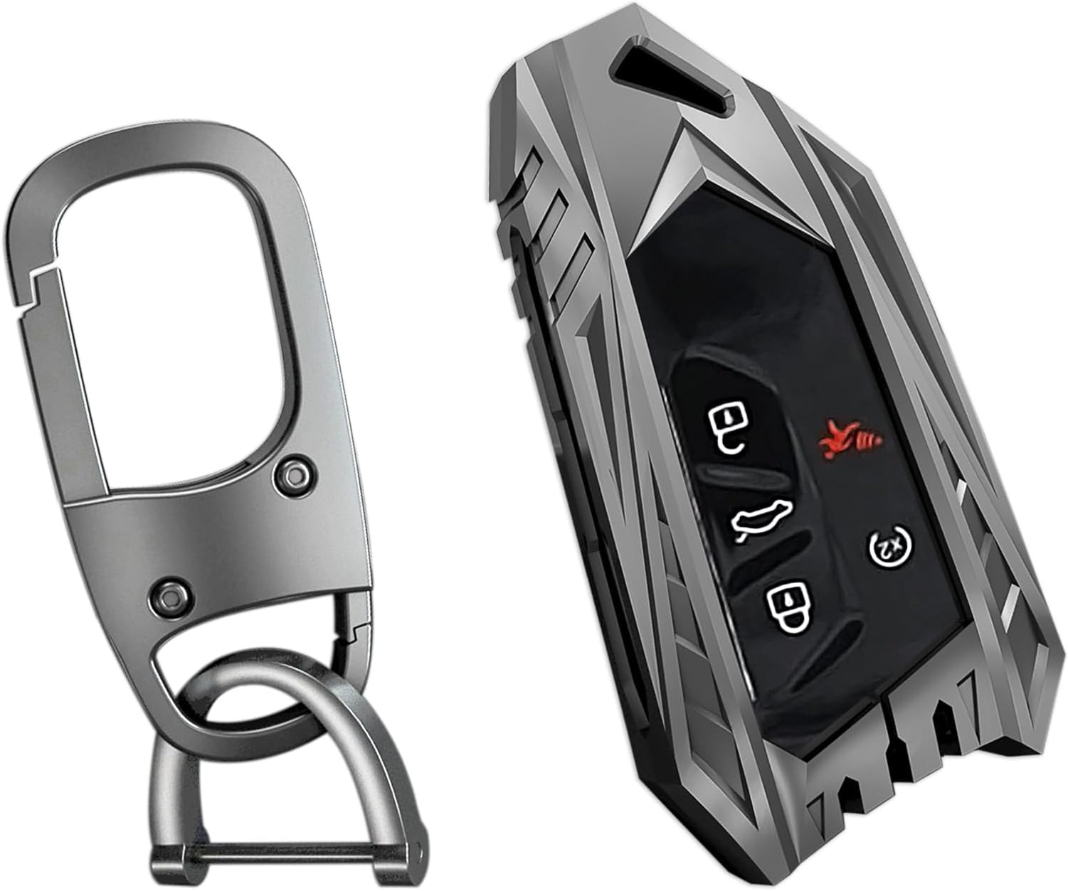 For Volkswagen Key Fob Cover,Keychain,Zinc Alloy Protection Car Key Case For 2020-2024 ID4 ID3 MK8 Golf GTI Skoda Octavia Ateca Holder Smart Remote Keyshell Accessories(For VW Style D Grey)
