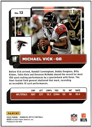 Miniatura 2 de MICHAEL VICK 2022 Donruss Optic #12 NM+-MT+ NFL Football Falcons