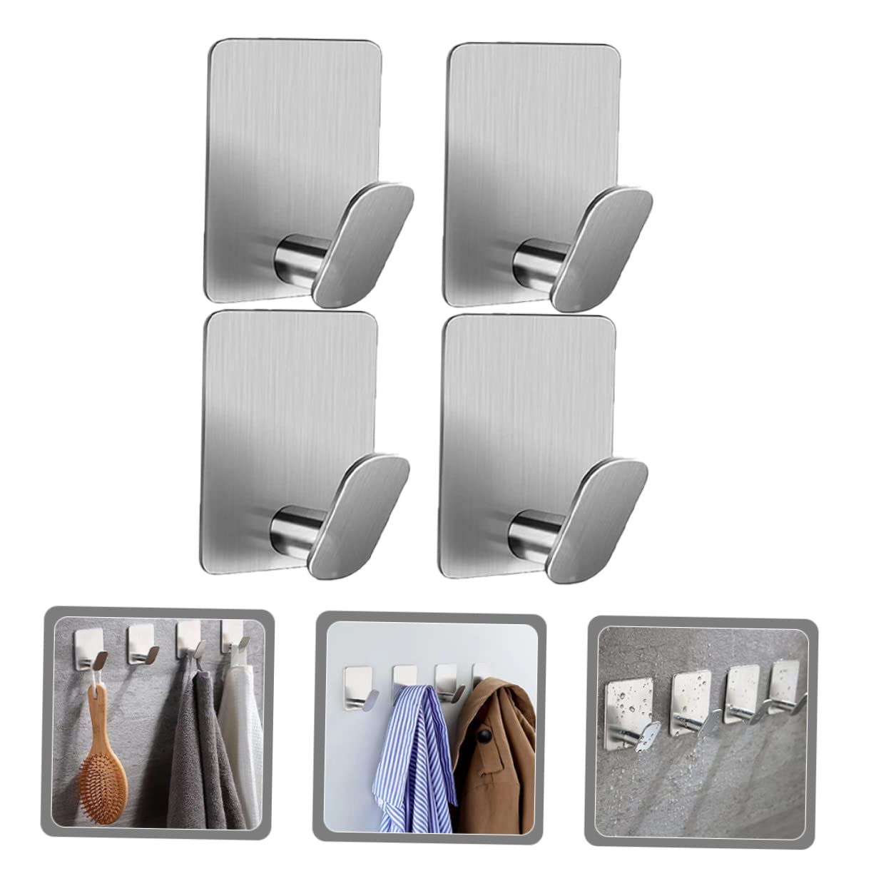 VASDEV 12 Piezas de Ganchos Adhesivos de Acero Inoxidable para Colgar en la Pared, colgadores para Ropa, Ganchos para Ropa, Ganchos para Llaves, Ganchos para Colgar en la Pared, Ganchos p