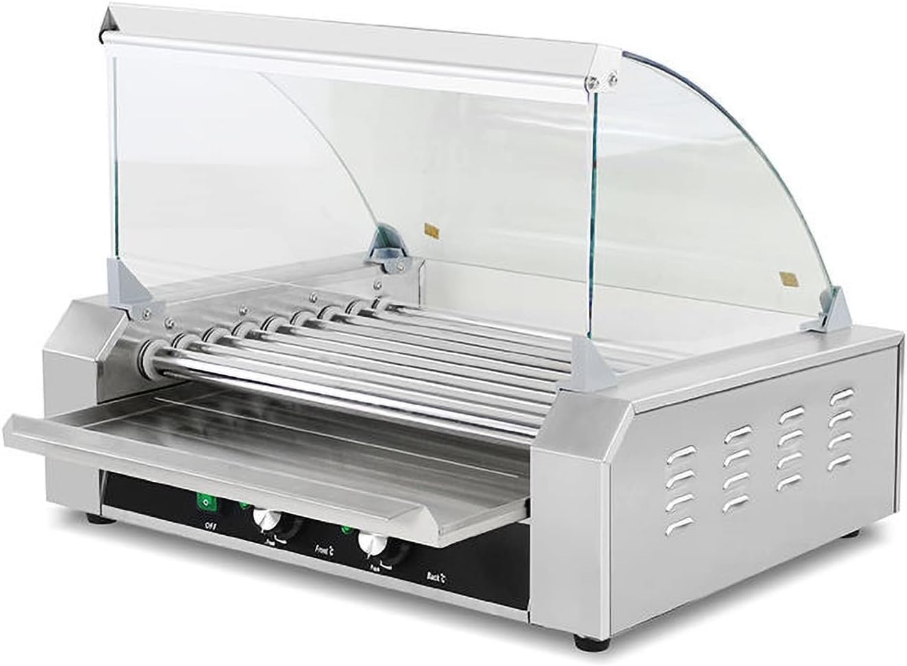 Macchina per grill a rullo per hot dog, 7 rulli per salsicce automatica con doppio controllo della temperatura, perfetta per uso commerciale e feste barbecue