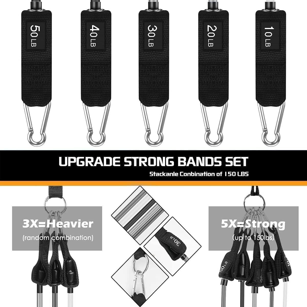 VEICK Resistance Bands, Exercise Bands for Working Out with Handles, Elastic Workout Bands for Men Women, Exercising Bands for Strength Training Equipment at Home Gym