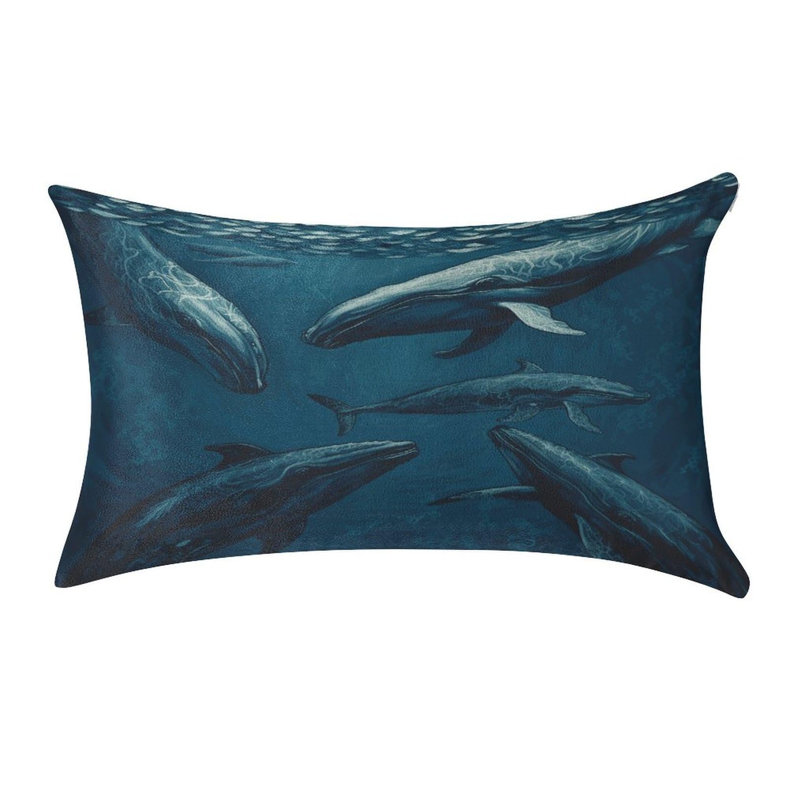 FekiLoot Ocean Whale Pillow Cover Modern Lumbar Pillow Covers Easy Care Velvet Pillowcase Super Soft Cushion Case Rectangular Throw Pillow Cover for Couch Sofa Bedroom Car Decor