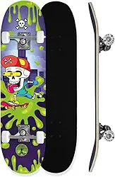 Skate Infantil Iniciante Montado Completo Iniciante 70KG Colorido Skull Life Dreams