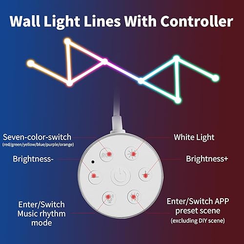 Miniatura 5 de TOHETO Luz de pared RGB, luces LED de empalme de geometría para juegos, luces modulares retroiluminadas con Wi-Fi que cambian de color, luces de
