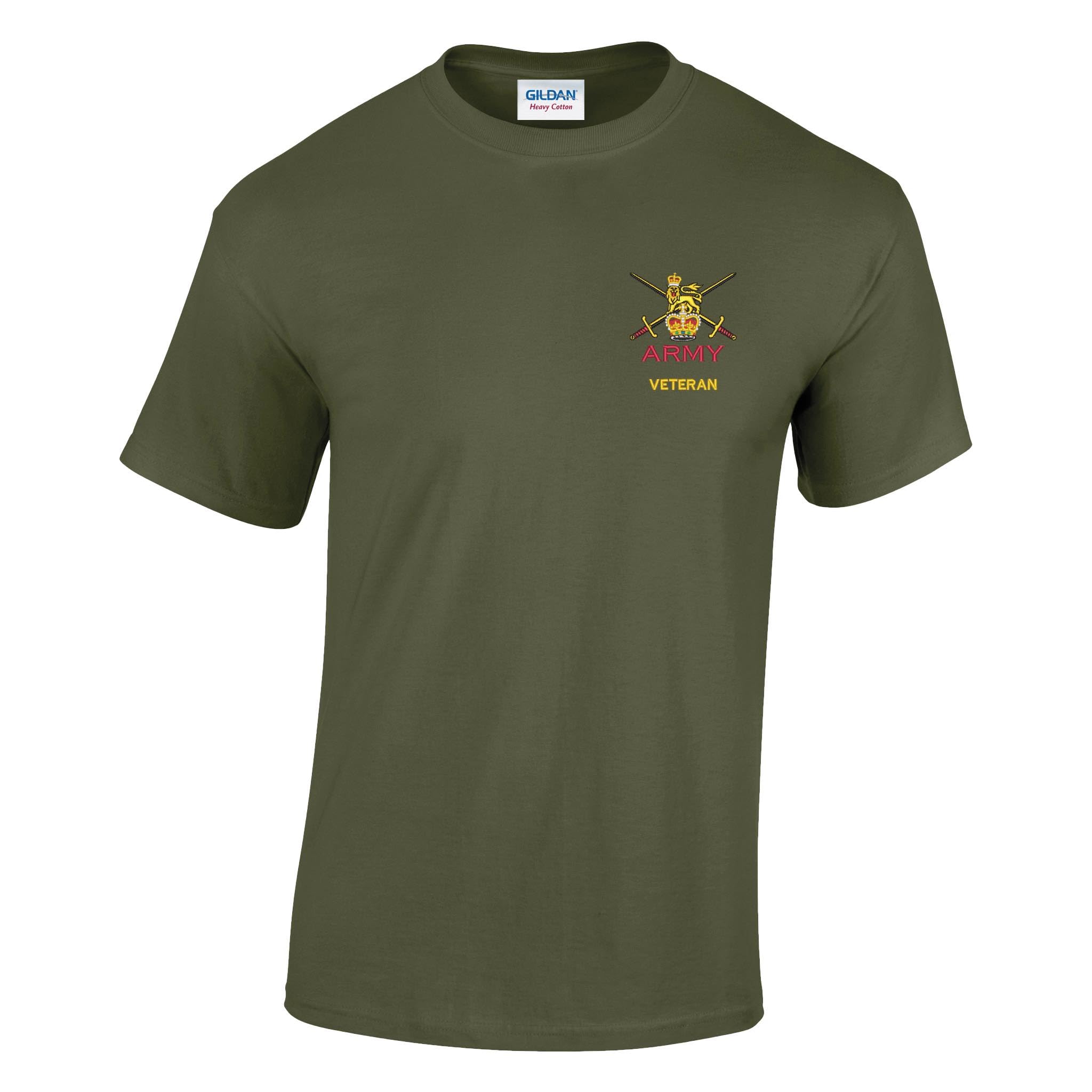 The Military Store Men's Military Green Army Veteran Embroidered T-Shirt, 2X Large