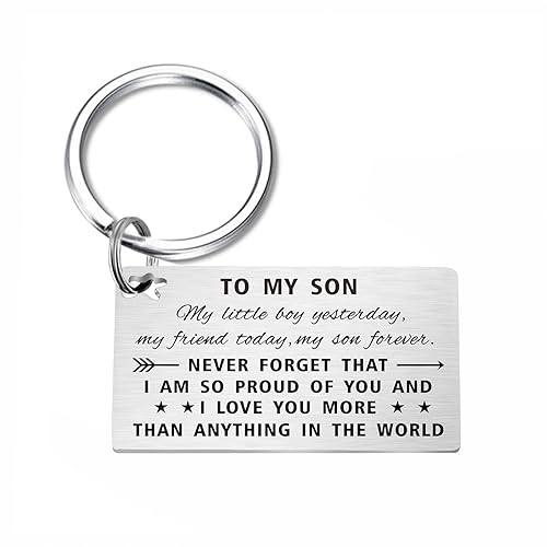 TGCNQ Son Keychain, Proud of You Son Gifts from Mom,