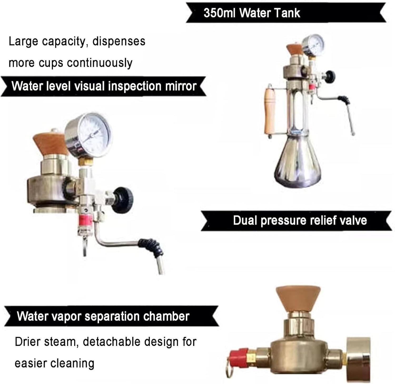 Milk Frother and Steamer, Open Flame/Induction Hob Heating, Steam Boiling Water Frothing Machine, with Pressure Gauge-Max-9 Bar, 350 Ml Kettle,for Dairy & Plant-based Milk