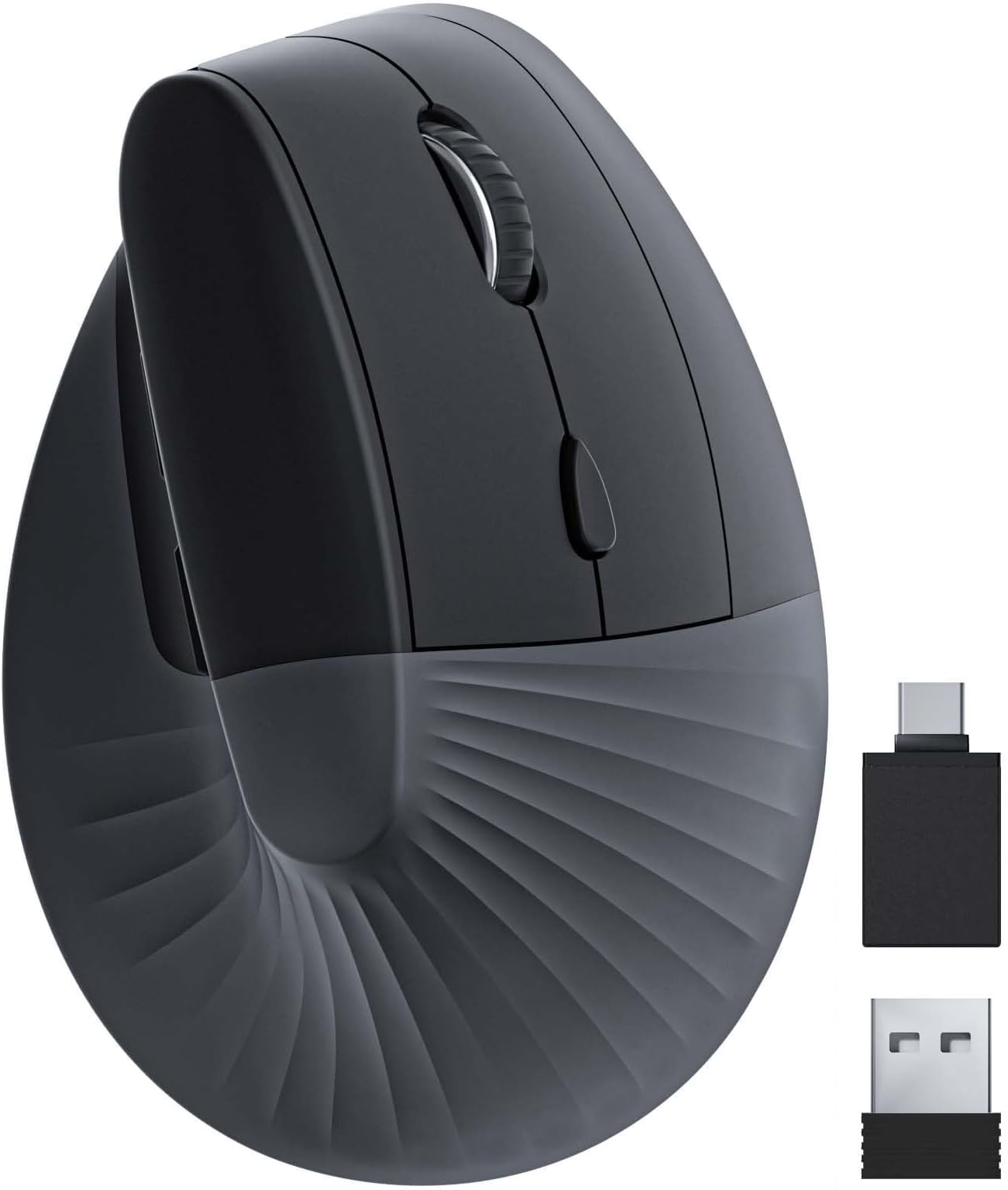 Unipows Ergonomic Vertical Mouse, Wireless Type C Rechargeable, Silent, Black, Right Handed, Mac/PC Compatible