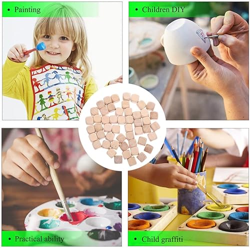 Miniatura 5 de EXCEART 20 dados de madera sin acabar, bloques cuadrados en blanco de 6 caras, cubos de madera para bricolaje, despedidas de soltero, dados pequeños