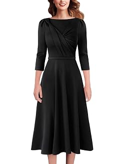 VFSHOW Womens 2024 Business Office Work Professional Elegant Slim Midi A-line Fit and Flare Dress