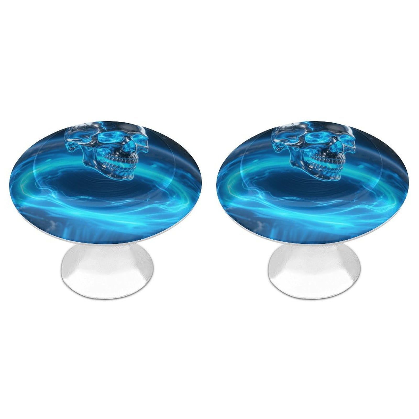 Lpsadgf Transparent Energy Metal Skull Cabinet Knobs 2-Pack Stainless Steel Cabinet Pulls Vintage Drawer Pulls Handles For Kitchen Cabinets, Bathroom, Wardrobe Easy Install