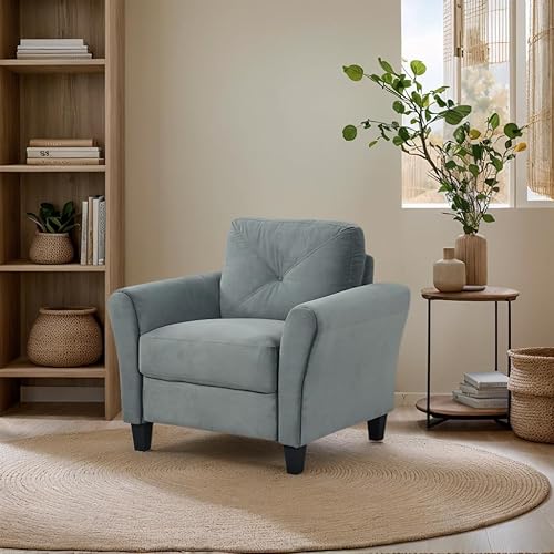 Miniatura 40 de Harper & Bright Designs Sofá individual tapizado de terciopelo con respaldo copetudo con botones, sillón moderno para sala de estar, color negro