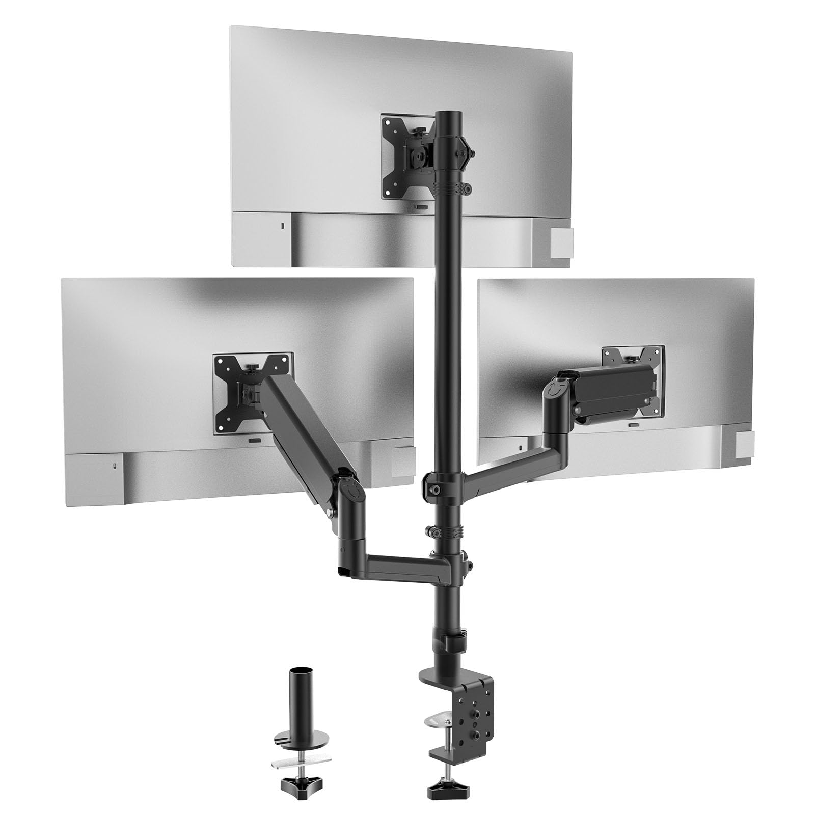WALI Stacked Triple Monitor Mount for 13-27 inch Screens, 19.8 lbs per Arm