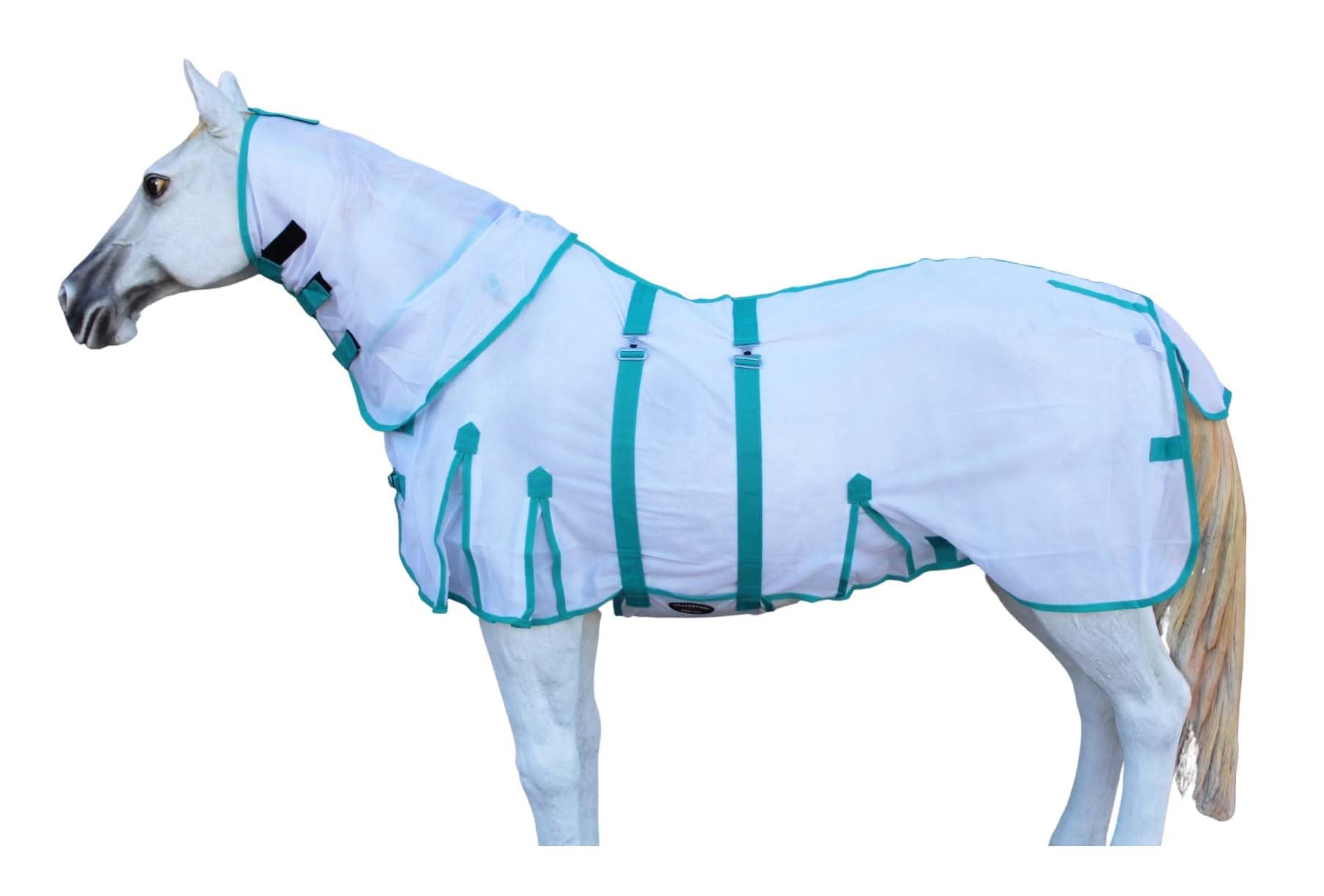 Challenger Horse Light Summer Spring Airflow Scrim Fly Sheet Mesh Neck White 73140