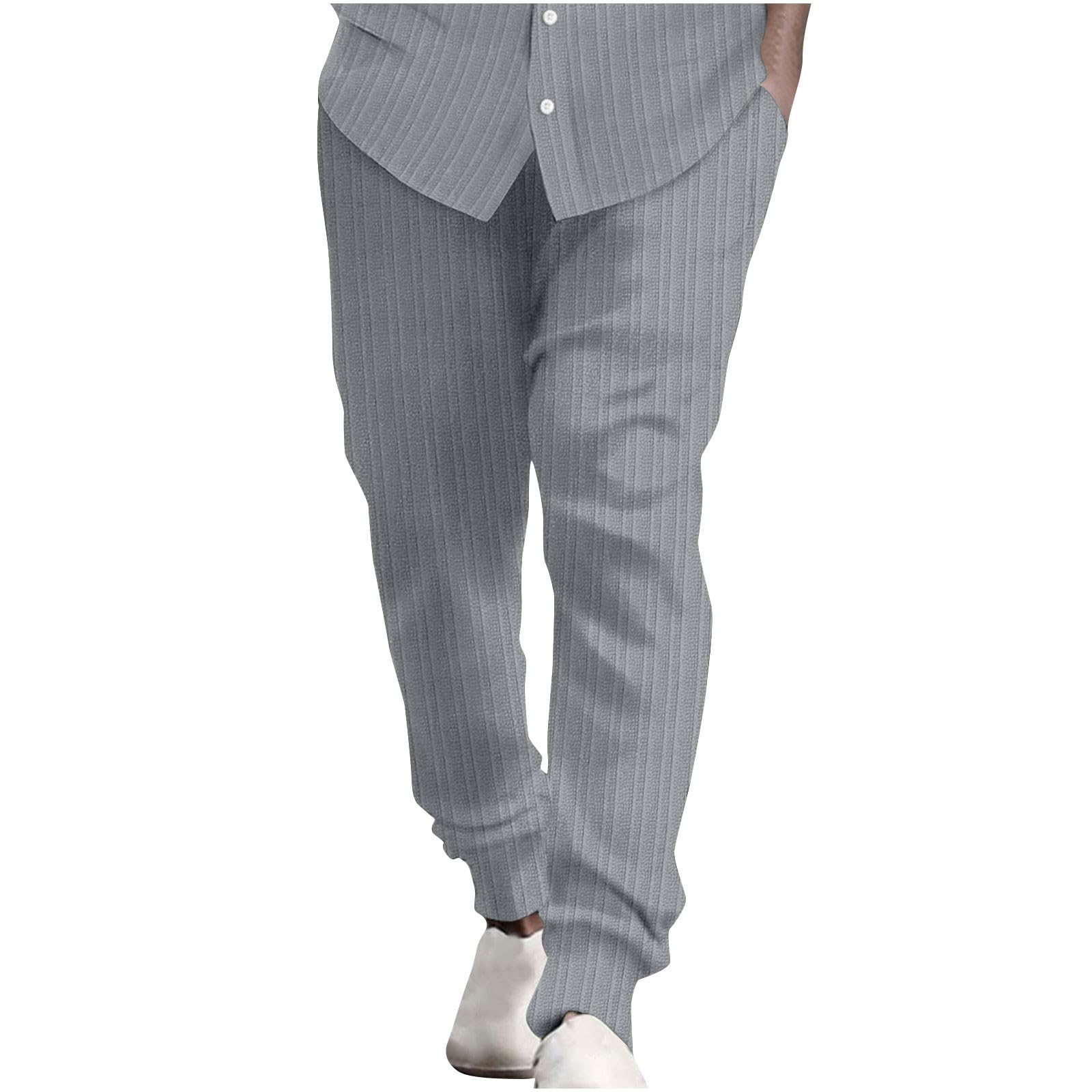 Slim Fit Pants for Men Striped Linen Pants Trendy Dress Trousers Lightweight Summer Pants Regular Fit Casual Pants
