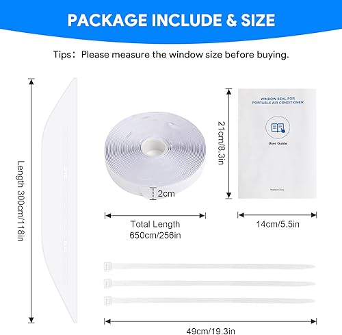 Miniatura 7 de Kit de sellado de ventana de aire acondicionado portátil, marco de CA de 157 pulgadas, protectores de intercambio de aire de parada de aire caliente