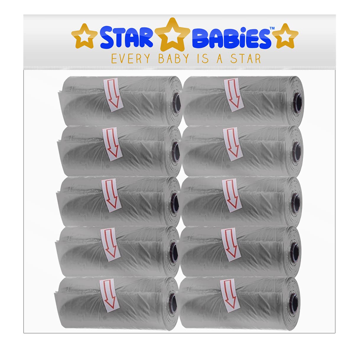 Star Babies Scented Nappy Bag Pack Of 10-Grey, Pack Of 1