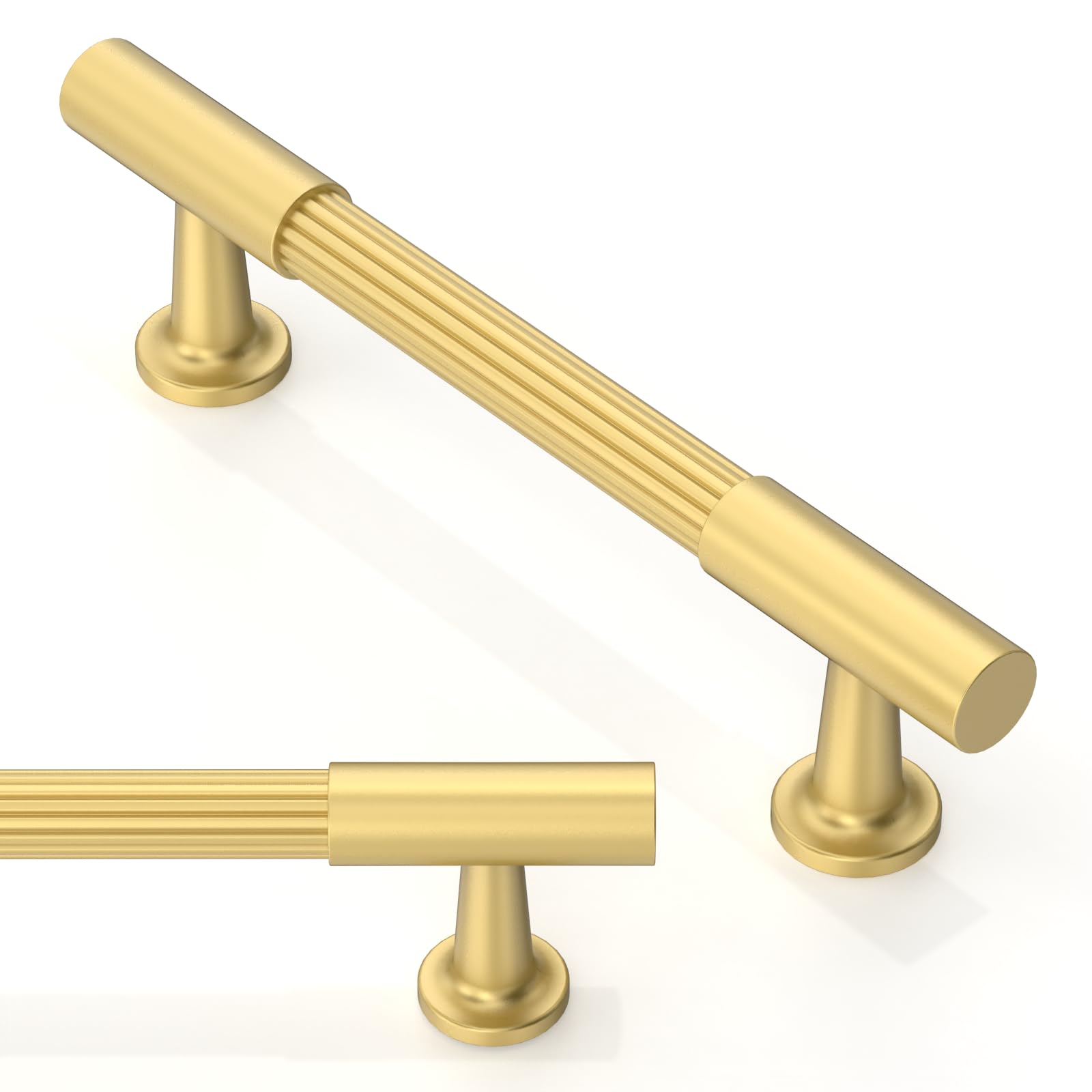 Asimerdeco AR014 10 Pack Brushed Gold Cabinet Pulls 3.75 Inch(96mm) Kitchen Cupboard Handles Solid Heavy Duty Zinc Alloy Drawer Pulls — image 1
