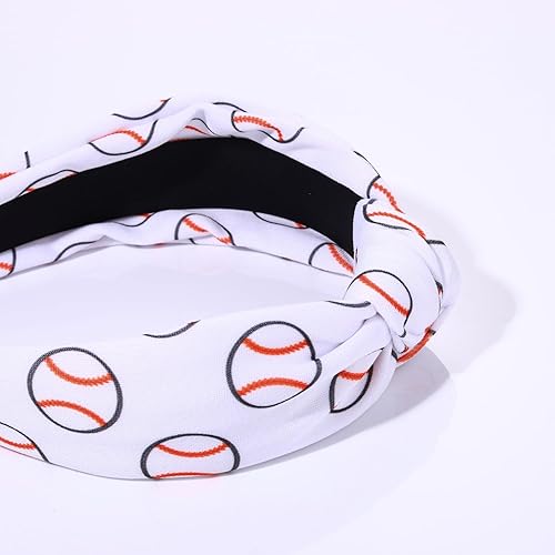Miniatura 3 de ZITULRY Diademas anudadas para mujer, baloncesto, fútbol, béisbol, estampadas, banda ancha con nudo superior, diadema deportiva, fiesta, juego,