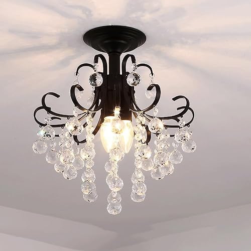 Miniatura 6 de Candelabros de cristal negro, candelabro de metal con vela, lámpara de techo de hierro de cristal, lámpara de casa de campo francés, lámparas de