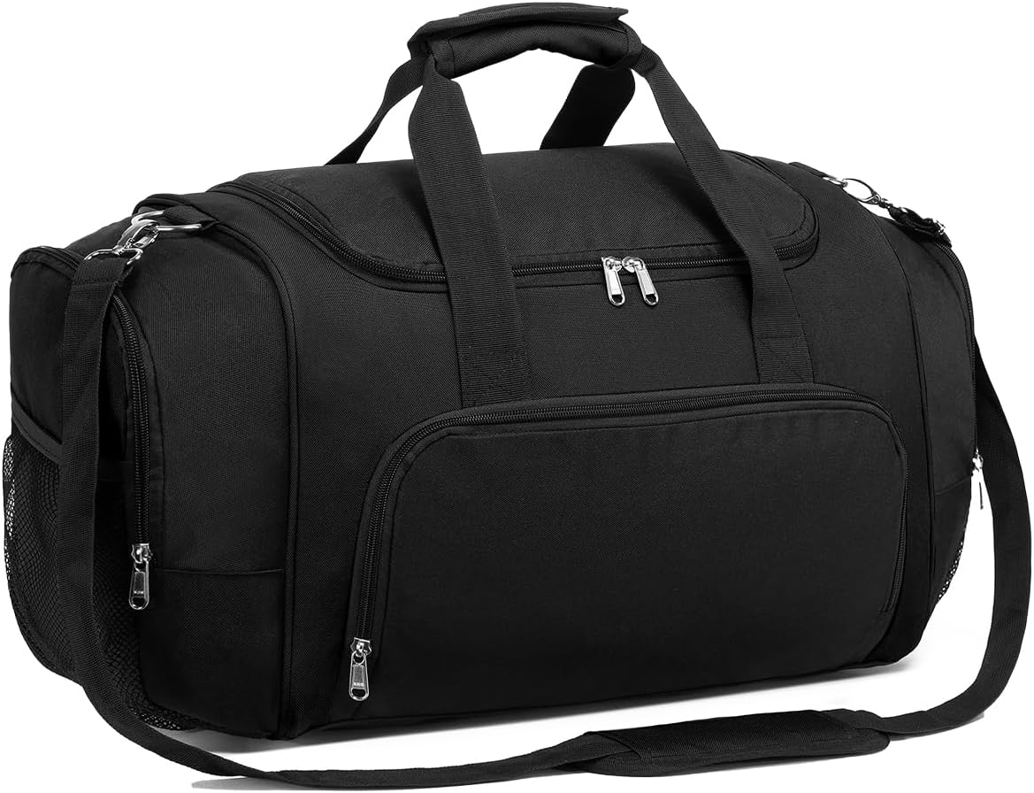 VorspackDuffle Bag for Travel - 40L/21 Inches Duffel Bag Small Duffle Bag for Men Weekender Bag with Water Bottle Pocket for Travel Sports - Black