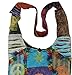 Boho Bohemian Recycled Ripped Razor Cut Patch Fringe Peace Sling Crossbody Monk Bag Purse Nepal
