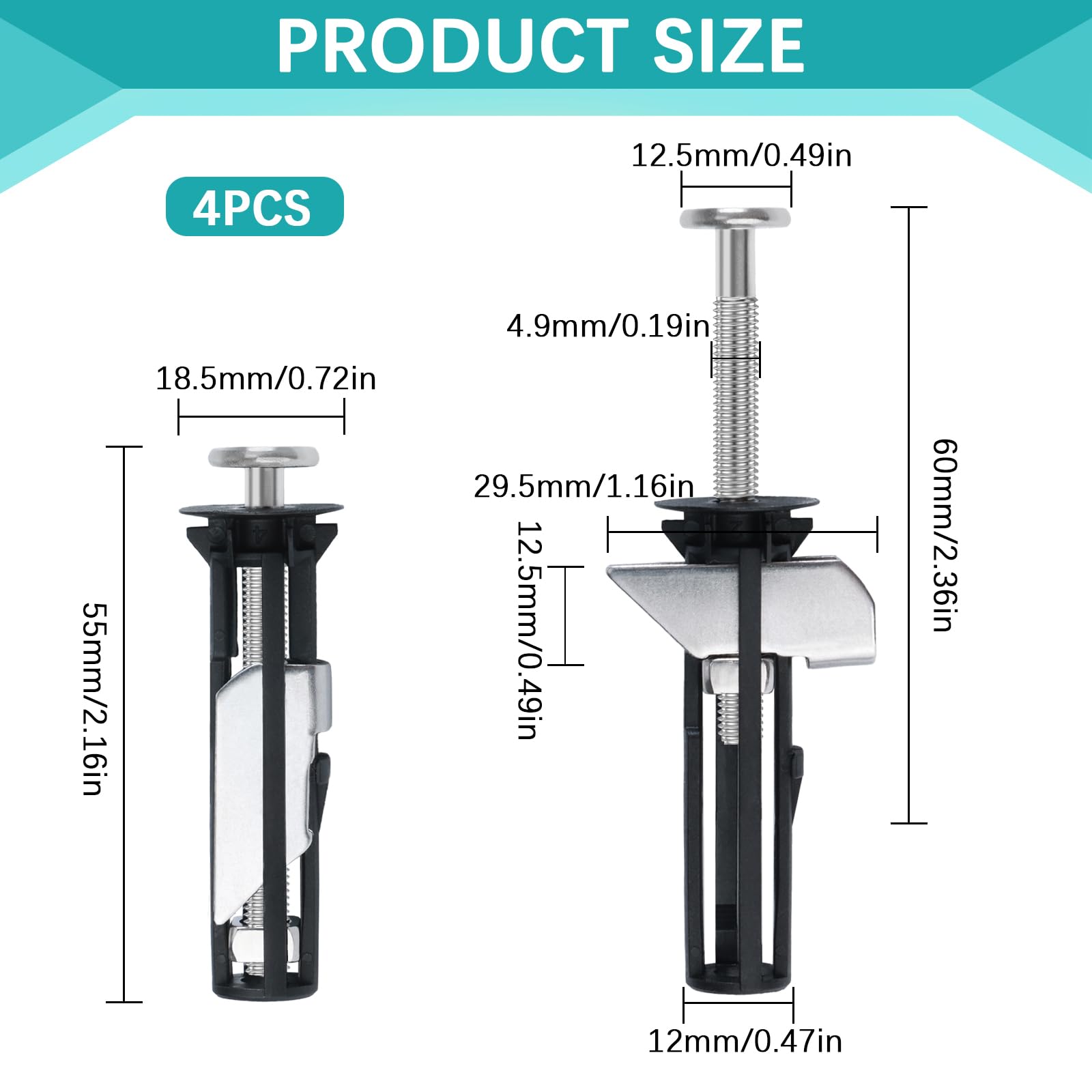 Nuovo Kit di Bulloni per Sedile WC 4 Pezzi, Universale Lungo, Vite Dado in Acciaio Inox Antiruggine di Alta Qualità, Accessori per Manutenzione Coperchio Toilette, facile da installare