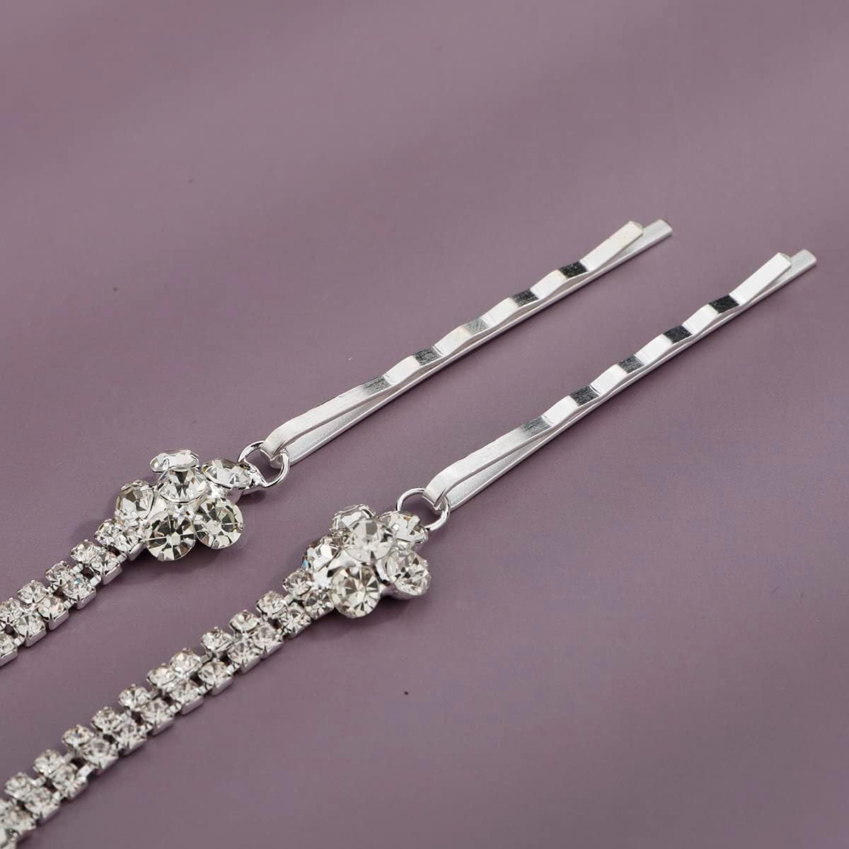 Xerling Boho Rhinestone Forehead Headpiece Head Chain Clip Crystal Pendant Hair Accessories for Festival Bridal Wedding Head Jewelry (Silver)