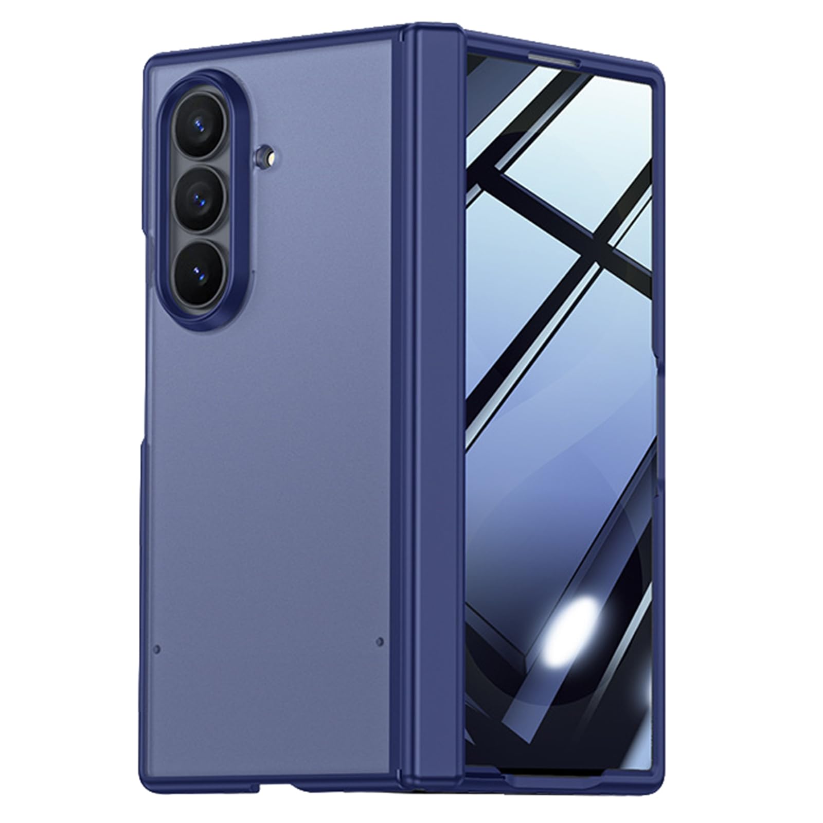 MFAOSHI Slim Case for Samsung Galaxy Z Fold 8 Ultra, Frosted Translucent Hinge Protection Cover with Anti Peeping Tempered Glass Case,Blue,Fold 8 Ultra