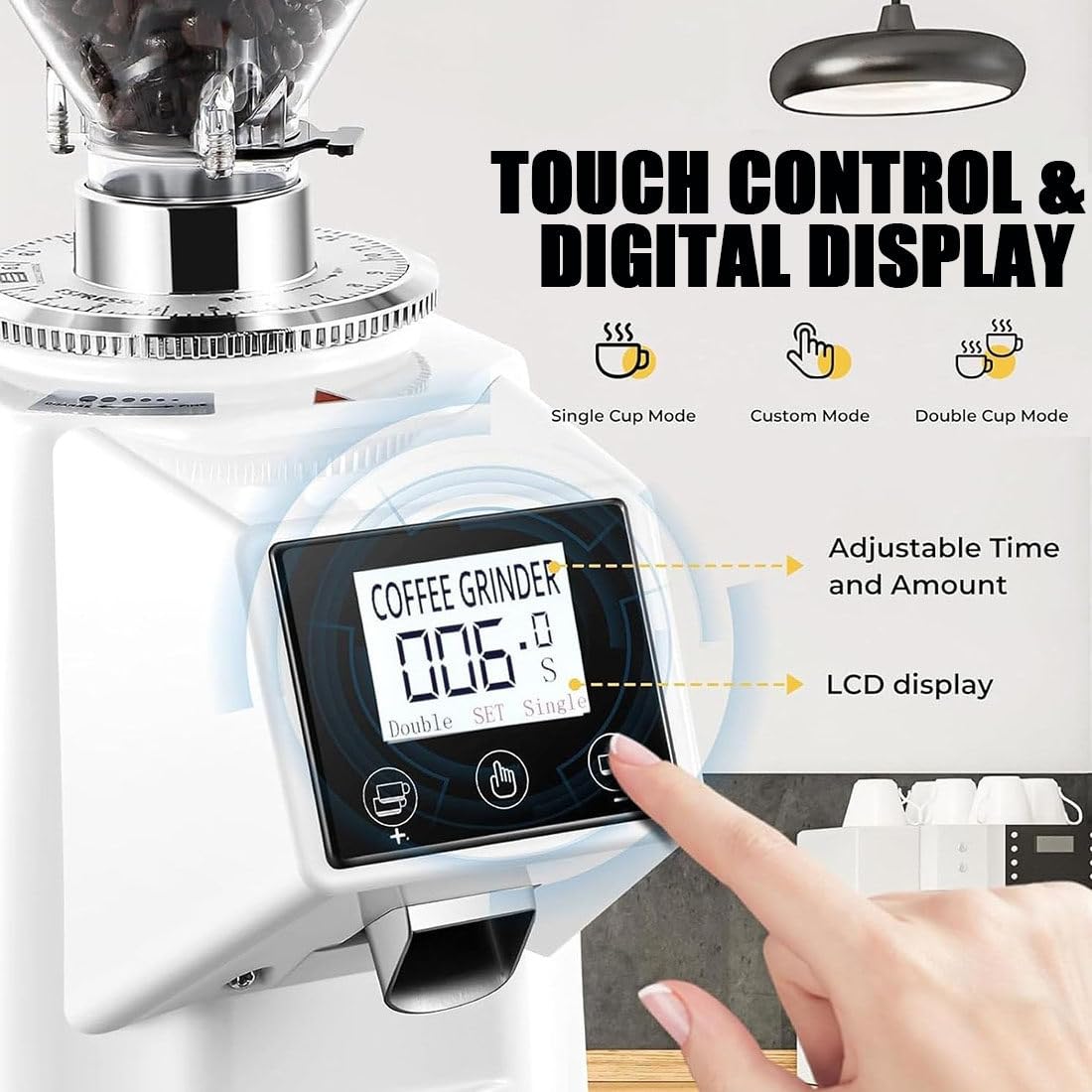 Molinillo café eléctrico 200W,Control dosis Inteligente Black-1500ml | 19 Niveles molienda, Capacidad 200/500 g,muelas Acero Inoxidable, para Goteo,Espresso/Prensa Francesa