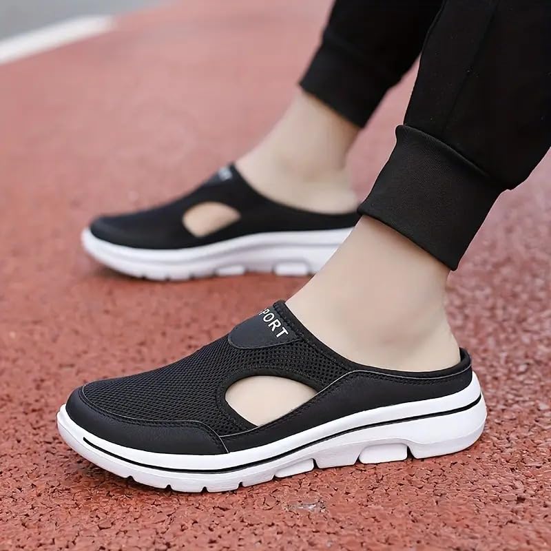 Image of Salma Footwear Men's Casual Slip-On Mules | Light Weight Mesh Summer Shoes | Backless Outdoor Walking Clogs, Sandals & Slippers for Men
