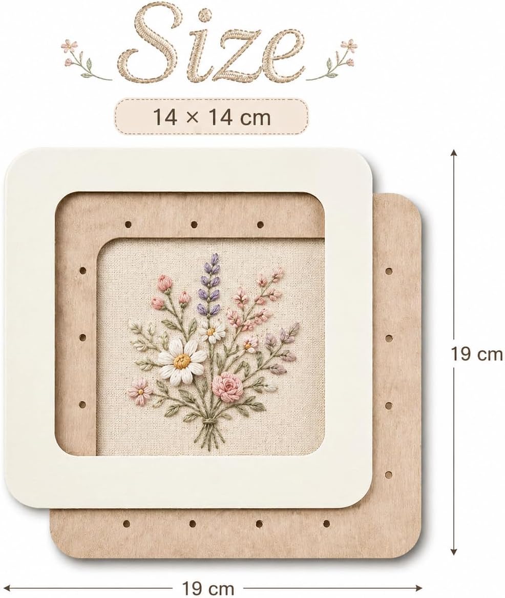 Ivory 5.5x5.5 in Embroidery Square Magnetic Embroidery Hoop, Mini Wooden Cross Stitch Frame for Wedding Favors, Tiny Ornaments, Plastic Canvas, Felt image 3