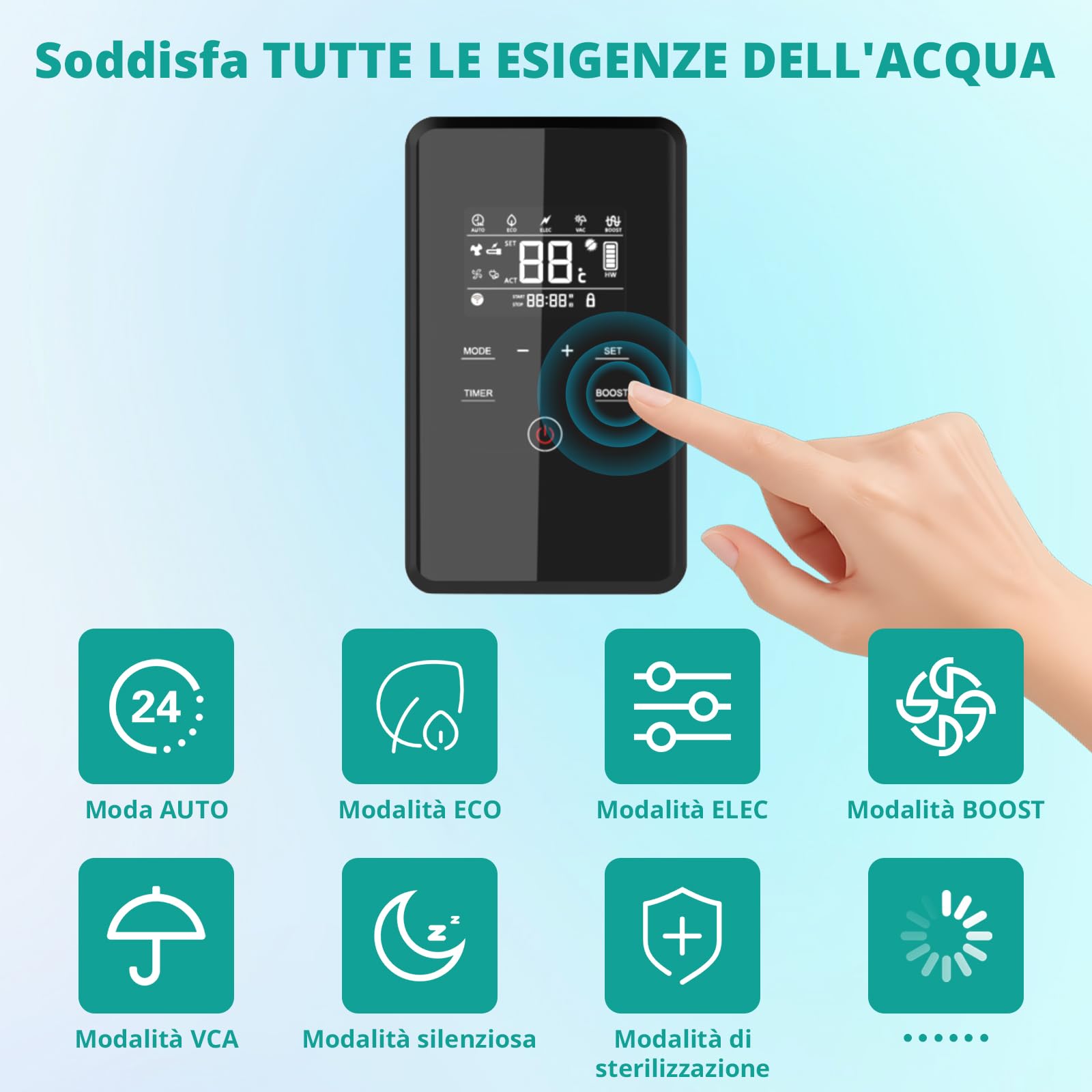 Pompa di calore verticale 240 L, R290 Pompa di calore ad aria per ville, alberghi, case vacanze, commerciali ed esterni, silenziosa 50 dB, riscaldamento rapido a 75 °C, WiFi, compatibile con solare