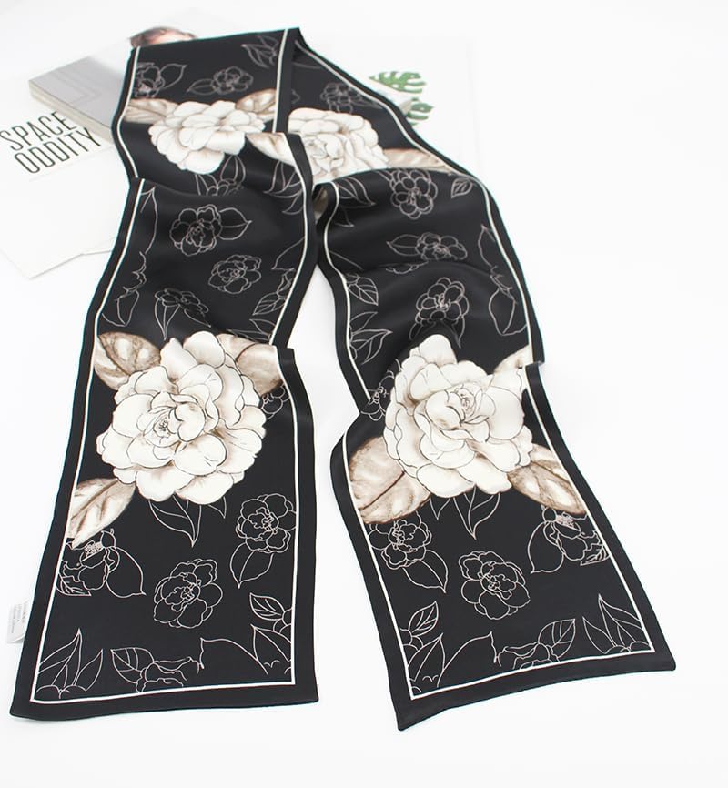 ANDANTINO 100% Silk Scarf for Women 58”*6.3” Long Shawls for Headscarf and Neck- Oblong Hair Wraps with Gift Packed - Image 4