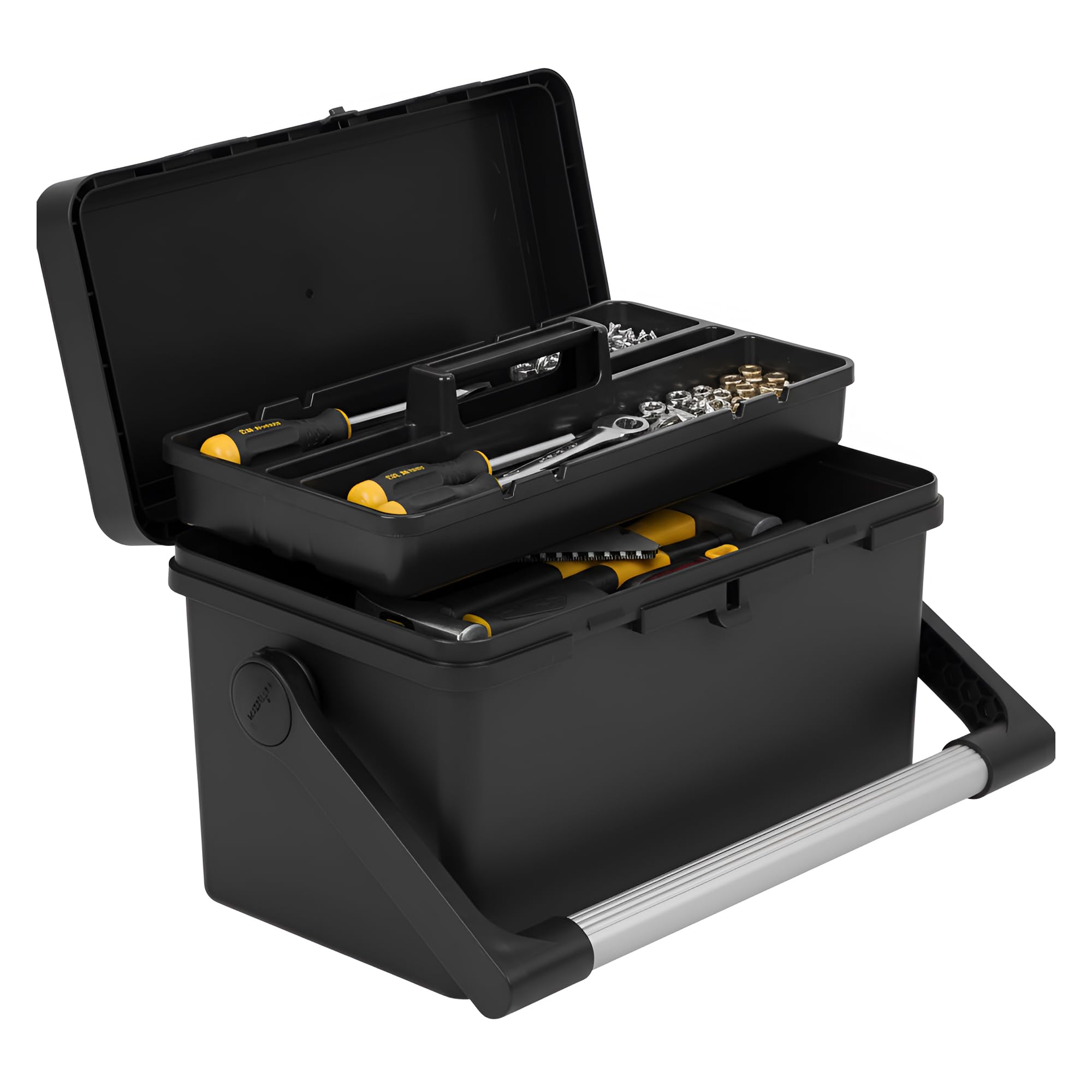 M1ss 46Cm Tool Box Heavy Duty Plastic Handy Kitchen Tool Cleaning Tool Box Utility Storage Tidy Organiser Tote Tray Large Strong Cleaners Carry Caddy (46Cm Tool Box)
