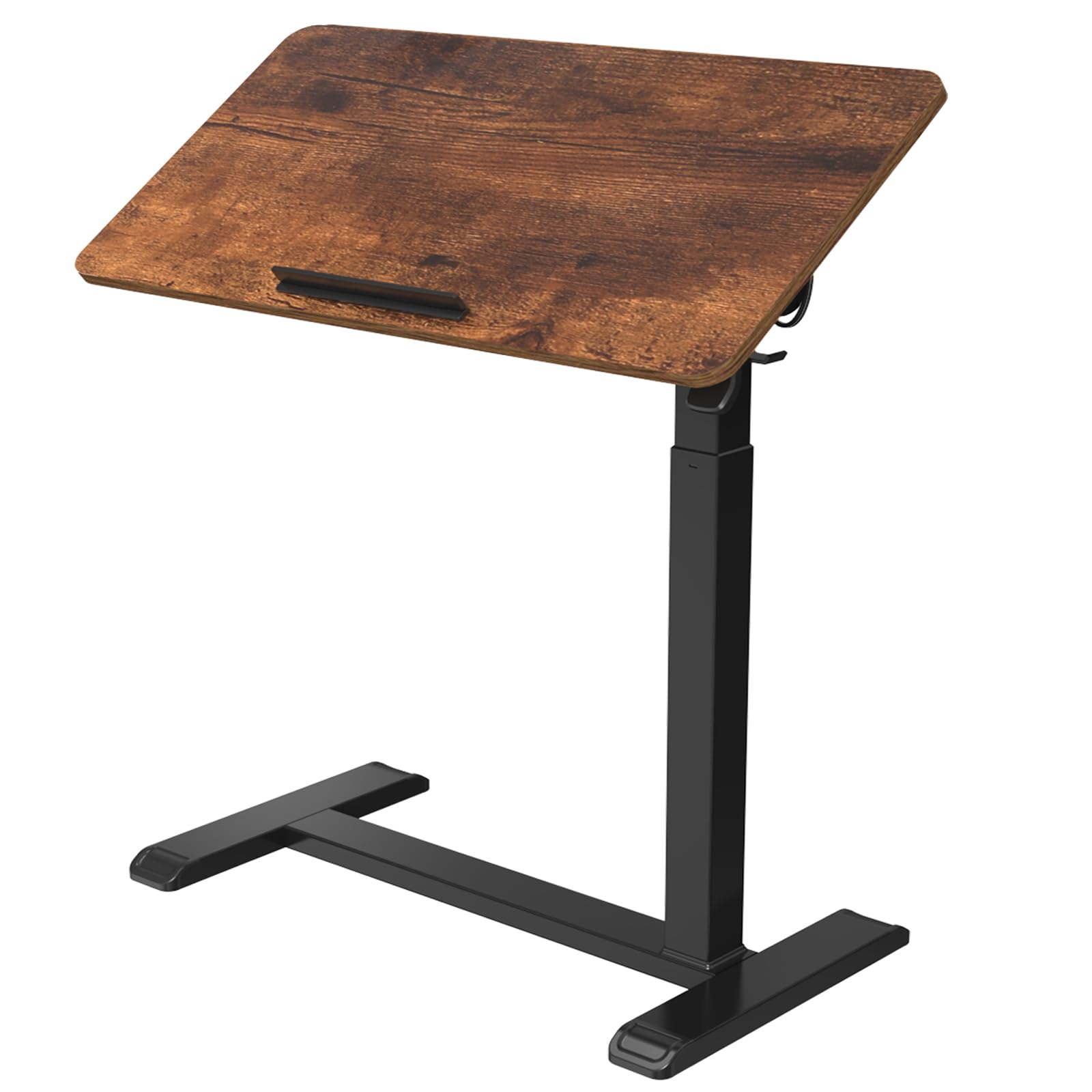 ETHU Mesa auxiliar de altura regulable de 71 a 107 cm, mesa auxiliar para ordenador portátil, mesa auxiliar reversible con ruedas ocultas, 77 x 40 cm, para oficina, salón (marrón)